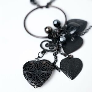 Black Heart Filigree Necklace